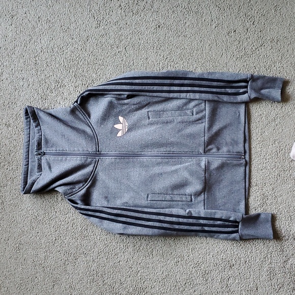 Adidas Women's Grey Turtle Neck Sweatshirt Long Sleeves With Zipper Size S - Picture 6 of 11